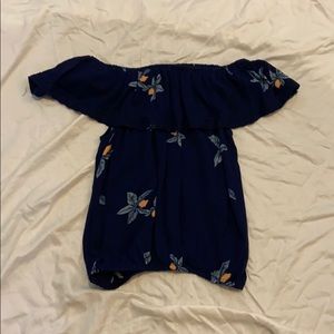 Navy blue off the shoulder shirt